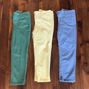 LOFT Ankle Pants in Green, Yellow, and Blue